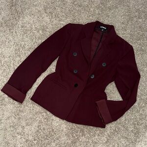 Express Women's Double-Breasted Burgundy Blazer Jacket
